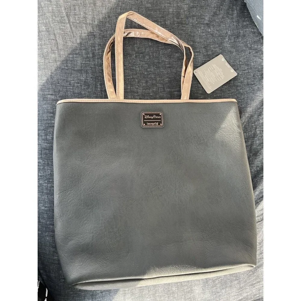NWT DISNEY LOUNGEFLY GRAY TOTE ROSE GOLD SEQUIN MICKEY TOTE